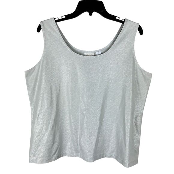 Chicos Silver Metallic Shimmer Layering Tank Top sz  3/ XL Holiday Party Event - Picture 1 of 5